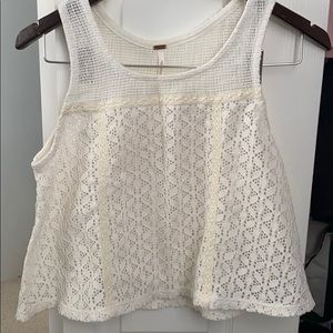 White eyelet free people crop top